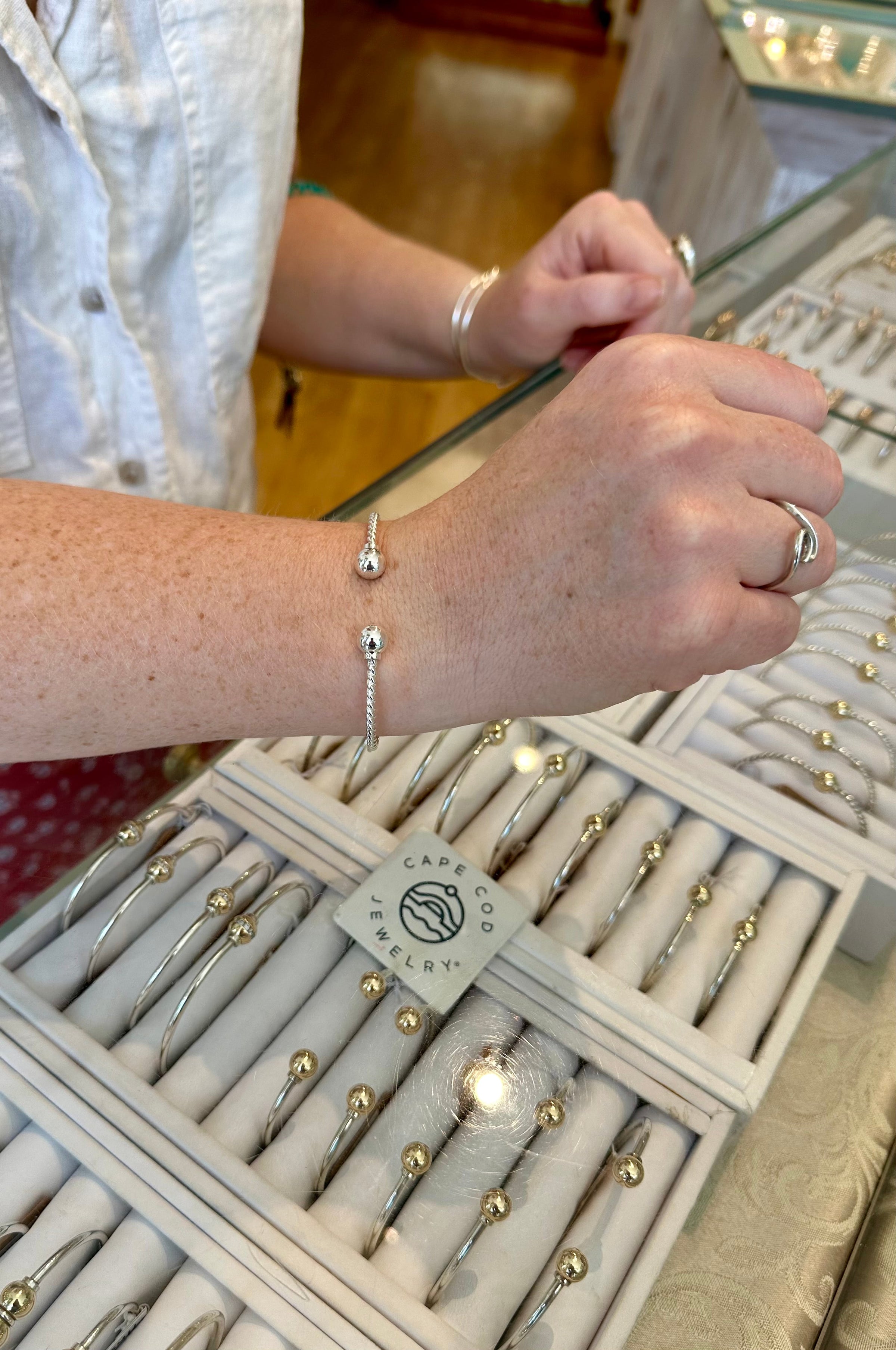 Jewellery Ball Cuff Bracelet Cape Cod Double Ball Cuff Bracelet