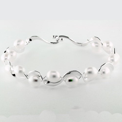 Buy Joy Of Dance Pearl Sterling Silver Chain Bracelet by Mannash™ Jewellery