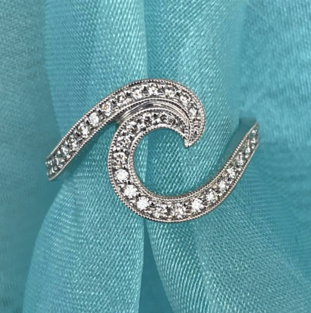 The Cresting Wave Ring by Coast GoldWorks 14K White Gold with 0.36 Carats Diamonds Total Weight The Gilded Oyster