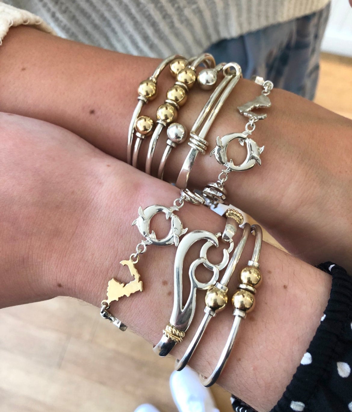 Link Style Cape Cod Destination Sterling Silver Bracelet with Adjustable Clasp The Gilded Oyster