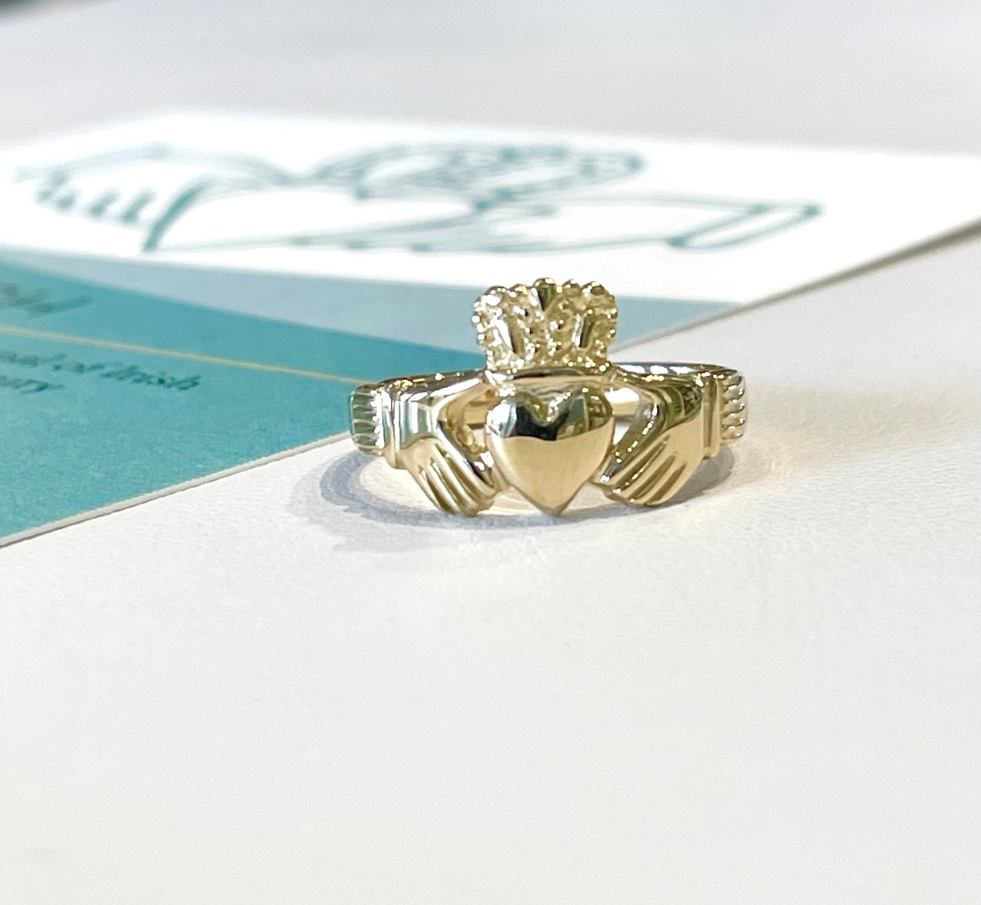 Mens heavy discount gold claddagh ring