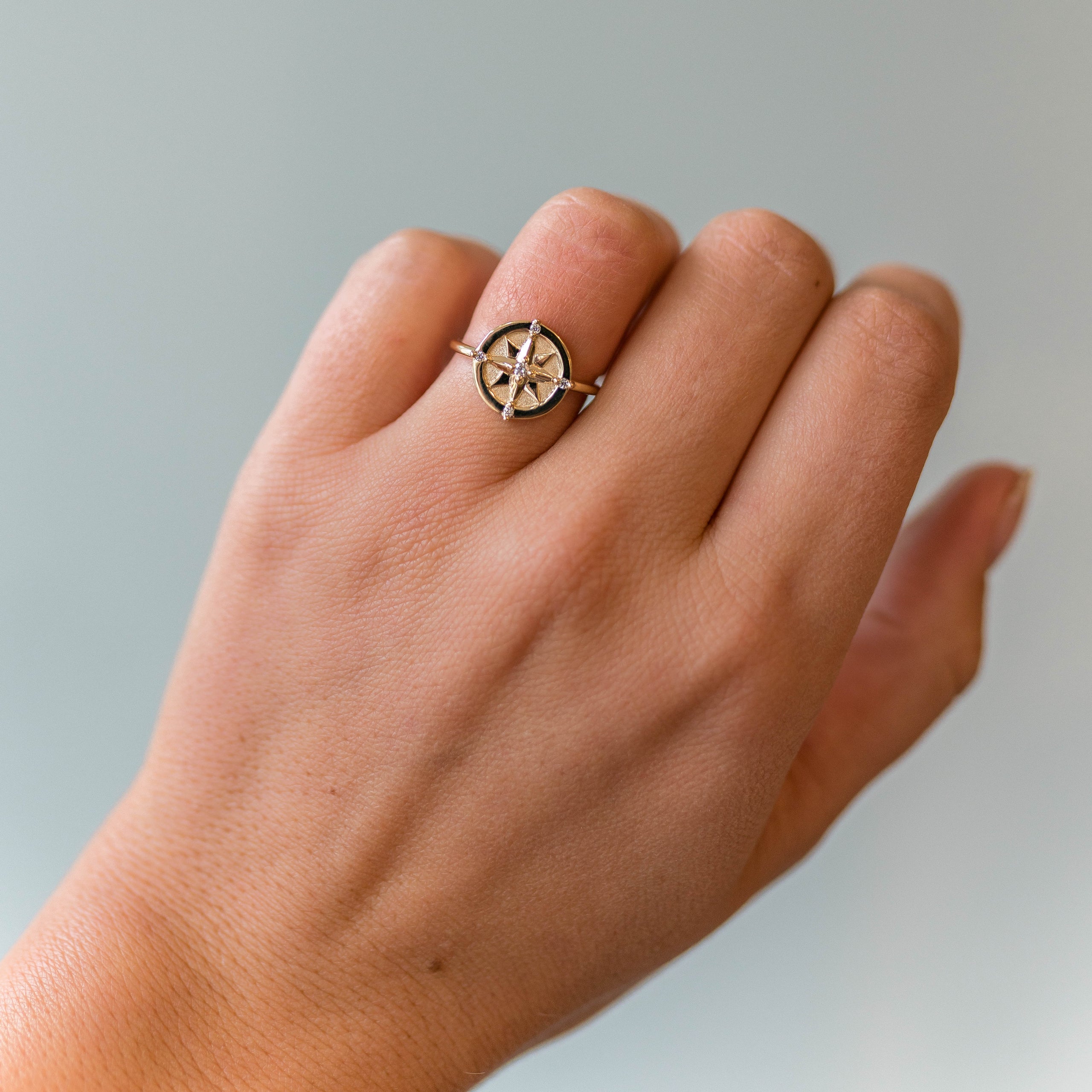 Gold shop compass ring