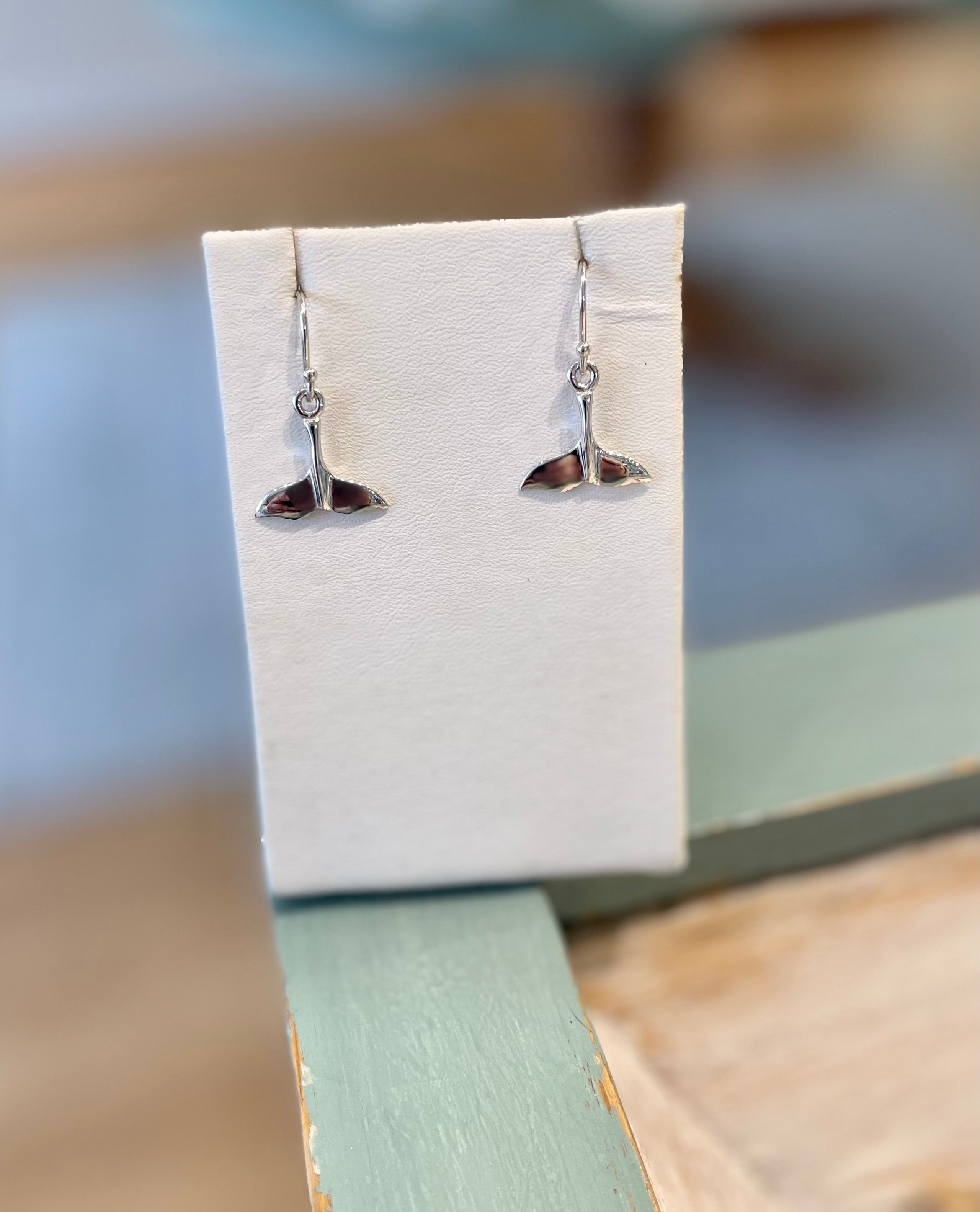 Dangling Sterling Silver Small Whale Tail Earrings The Gilded Oyster