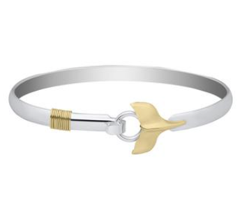 14K Yellow Gold Whale Tail on Sterling Silver Bracelet with 14k