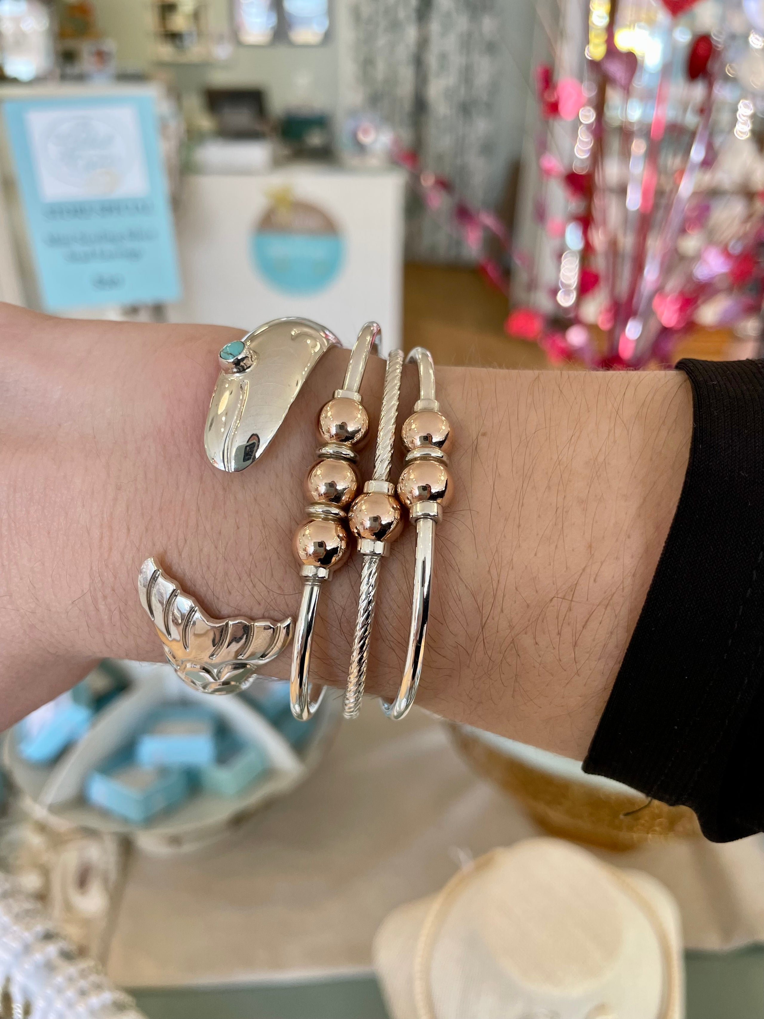 Wide Fish Cuff Bracelet Solid Sterling Silver with Turquoise Eye The Gilded Oyster