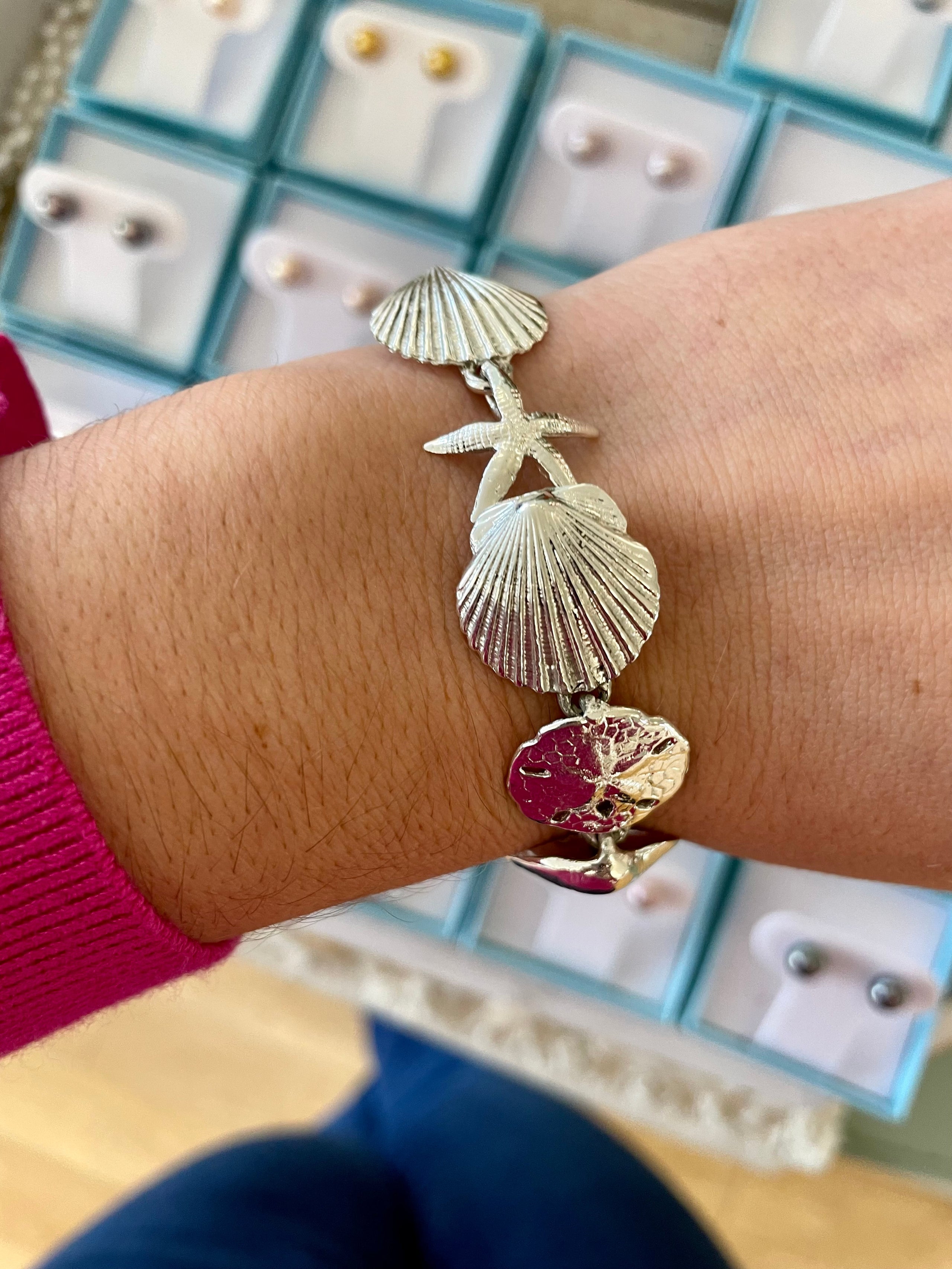 Sterling silver seashell bracelet online