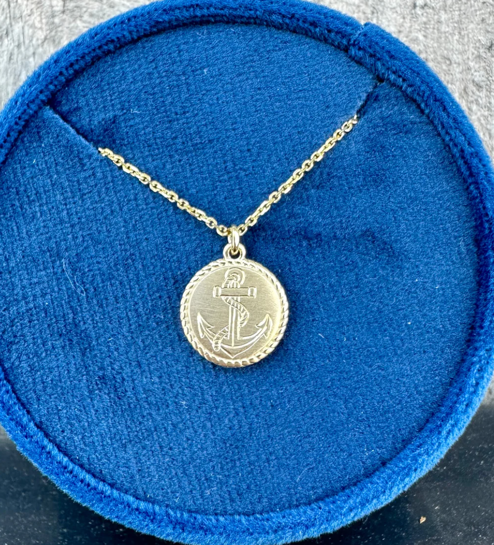 Engraved anchor necklace discount