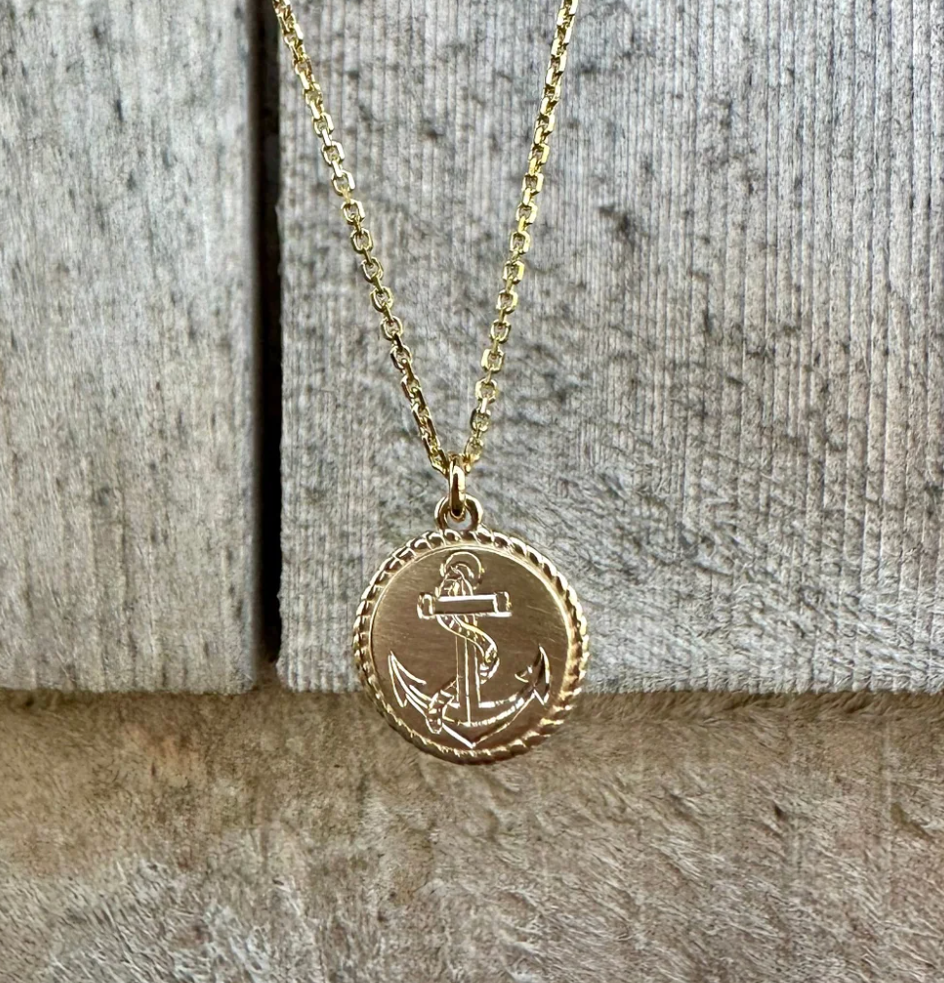 Engraved anchor necklace sale