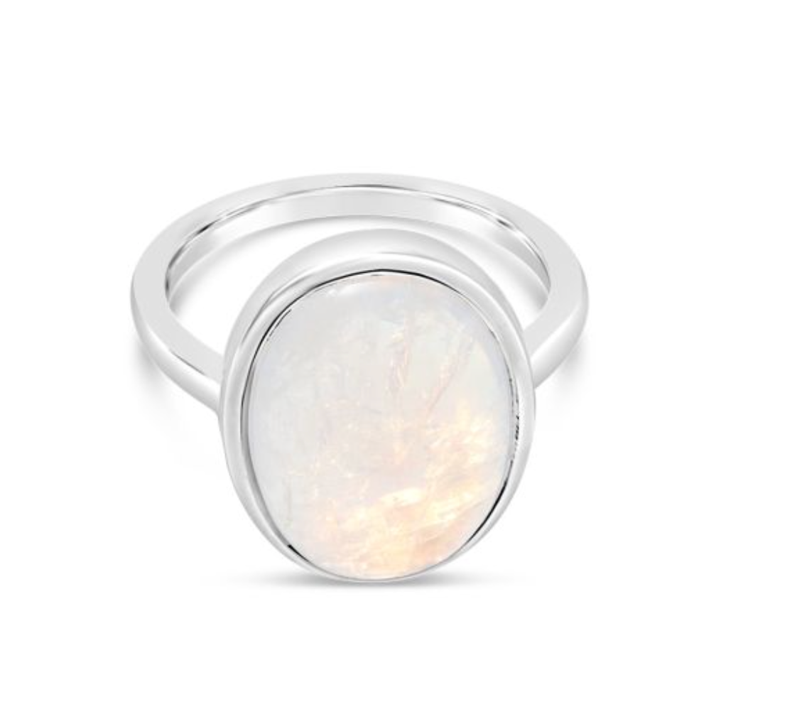 Goddess Ring Sterling Silver & Genuine Moonstone Ring by Camille Kostek